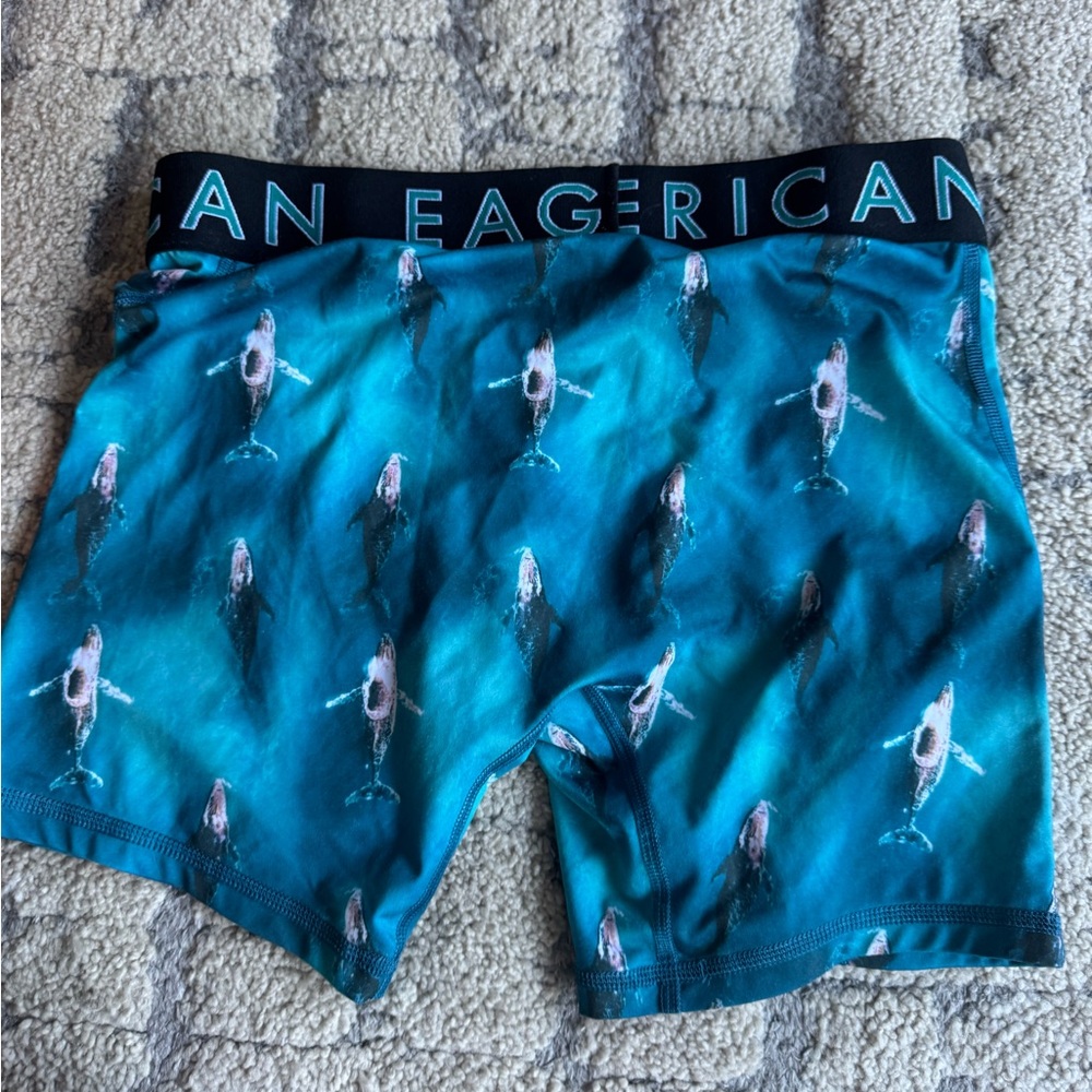 NWOT American Eagle Outfitters Teal Humpback Whale -Print Boxer Briefs - Picture 6 of 6